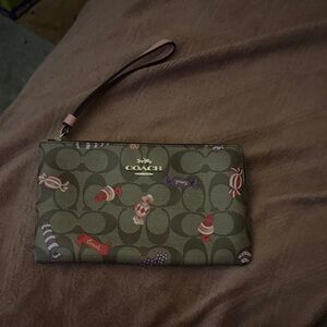 Coach Wristlet with Candy Motif in Olive and Multicolor